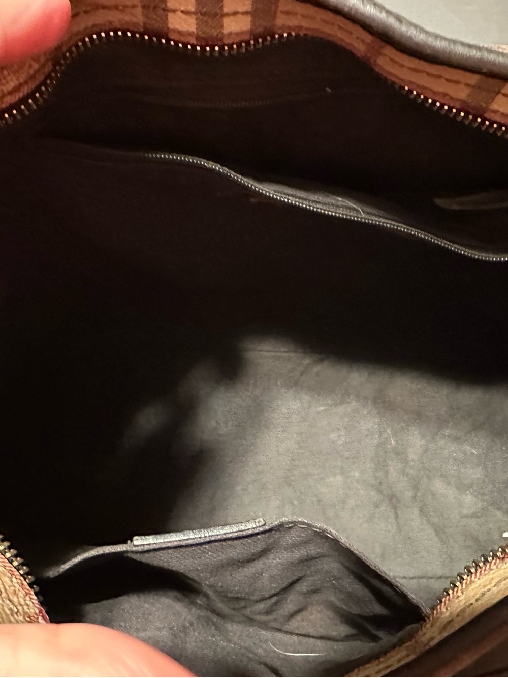 Classic Plaid Tote Bag with Dark Brown Trim - Women - Picture 3 of 12